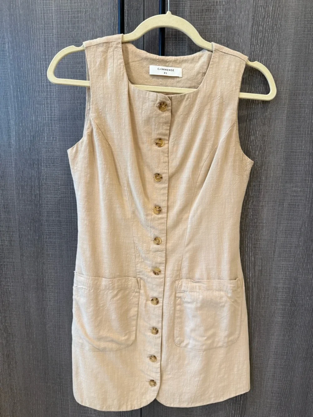 Commense Sleeveless Mini Dress in Tan - Picture 2 of 7
